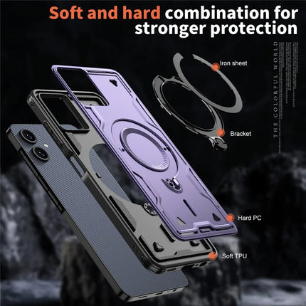 For Samsung Galaxy A06 Case Compatible with MagSafe Military Protection PC+TPU Kickstand Phone Cover