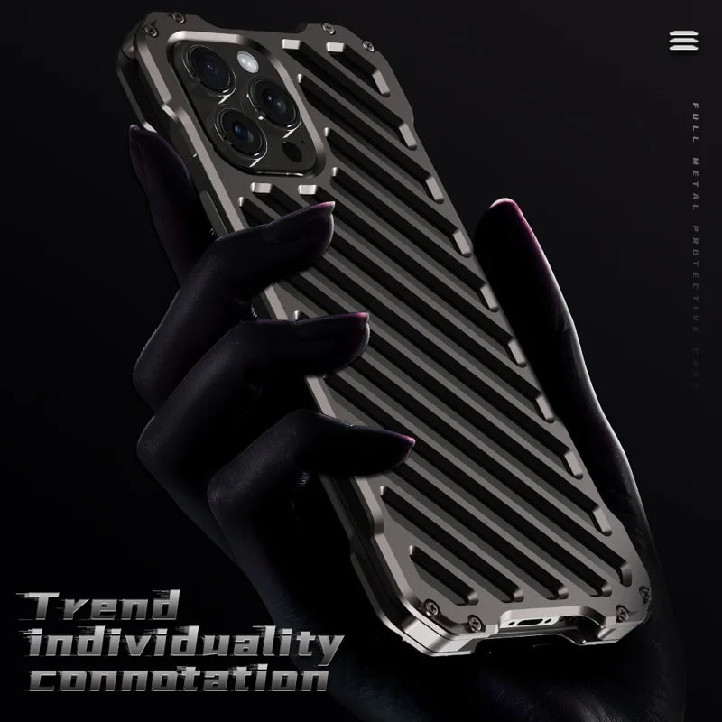 ShopCaseCart Premium Stylish iPhone 16 Aluminum Alloy Armor Protective cover Hollow Impact-resistant Back Guard