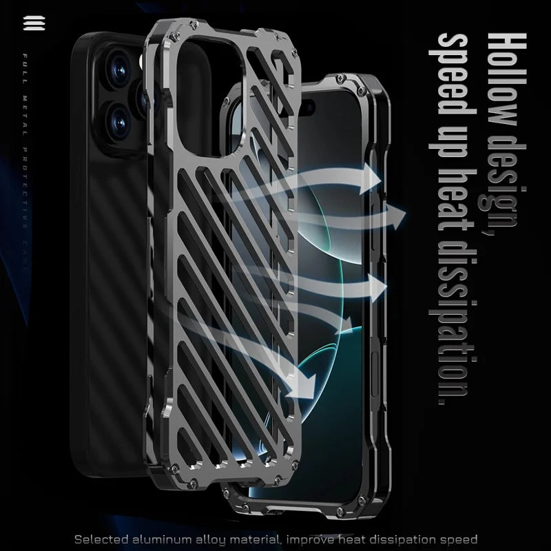 ShopCaseCart Premium Stylish iPhone 16 Aluminum Alloy Armor Protective cover Hollow Impact-resistant Back Guard