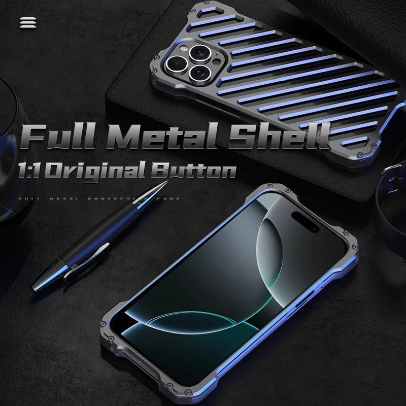 ShopCaseCart Premium Stylish iPhone 16 Aluminum Alloy Armor Protective cover Hollow Impact-resistant Back Guard