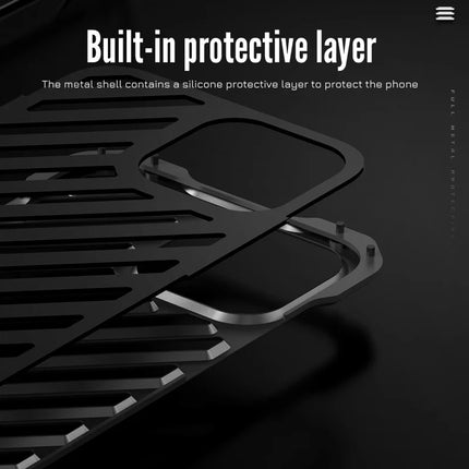 R-JUST RJ-50 For iPhone 16 Pro Aluminum Alloy Armor Case Hollow Shockproof Back Cover