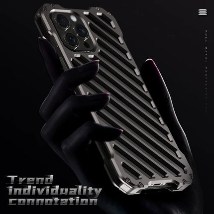 R-JUST RJ-50 For iPhone 16 Pro Max Aluminum Alloy Armor Case Hollow Shockproof Back Cover