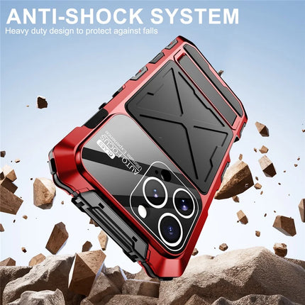 R-JUST RJ09-1 For iPhone 16 Pro Case Silicone+Aluminium Alloy Phone Cover with Screen Film