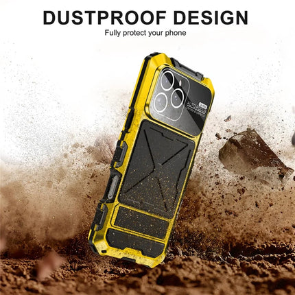 R-JUST RJ09-1 For iPhone 16 Pro Case Silicone+Aluminium Alloy Phone Cover with Screen Film