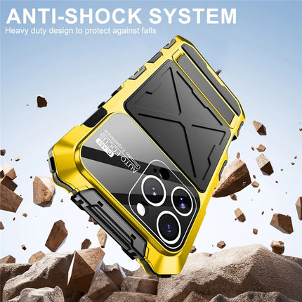 R-JUST RJ09-1 For iPhone 16 Pro Case Silicone+Aluminium Alloy Phone Cover with Screen Film