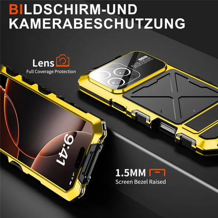 R-JUST RJ09-1 For iPhone 16 Pro Case Silicone+Aluminium Alloy Phone Cover with Screen Film