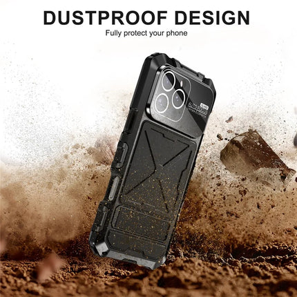 R-JUST RJ09-1 For iPhone 16 Pro Max Case Silicone+Aluminium Alloy Phone Cover with Screen Film