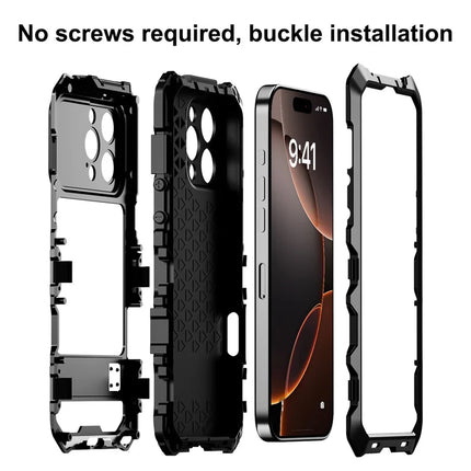 R-JUST RJ09-1 For iPhone 16 Pro Max Case Silicone+Aluminium Alloy Phone Cover with Screen Film