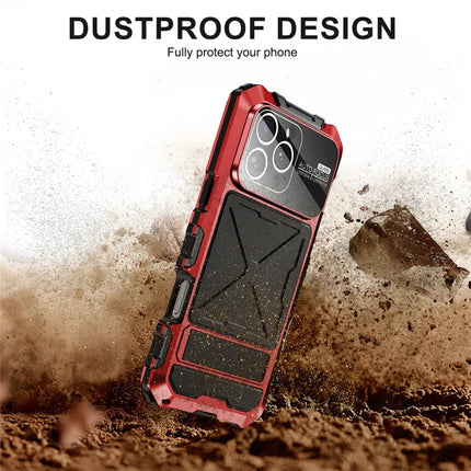 R-JUST RJ09-1 For iPhone 16 Pro Max Case Silicone+Aluminium Alloy Phone Cover with Screen Film