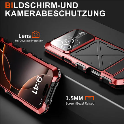 R-JUST RJ09-1 For iPhone 16 Pro Max Case Silicone+Aluminium Alloy Phone Cover with Screen Film