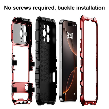 R-JUST RJ09-1 For iPhone 16 Pro Max Case Silicone+Aluminium Alloy Phone Cover with Screen Film