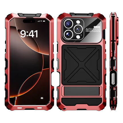 R-JUST RJ09-1 For iPhone 16 Pro Max Case Silicone+Aluminium Alloy Phone Cover with Screen Film