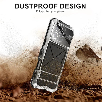 R-JUST RJ09-1 For iPhone 16 Pro Max Case Silicone+Aluminium Alloy Phone Cover with Screen Film