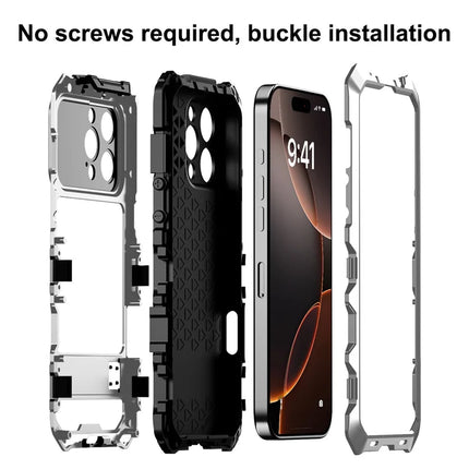 R-JUST RJ09-1 For iPhone 16 Pro Max Case Silicone+Aluminium Alloy Phone Cover with Screen Film