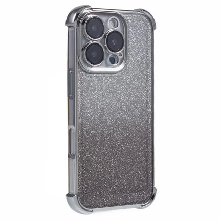 For iPhone 16 Pro Case Glitter TPU Phone Cover Reinforced Corners - Silver