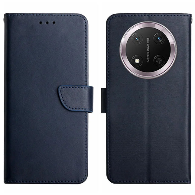 HT02 For Honor Magic7 Lite 5G / X9c 5G / X60 Pro 5G Case Genuine Cow Leather Phone Cover Nappa Texture - Blue