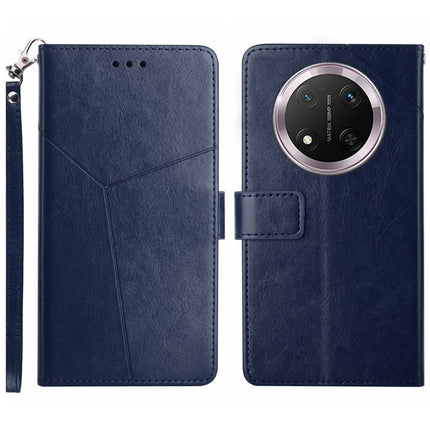 HT01 For Honor Magic7 Lite 5G / X9c 5G / X60 Pro 5G Case Y-Shaped Lines Imprint Leather Phone Cover - Blue