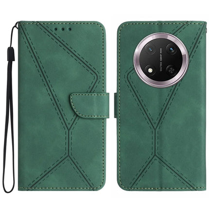HT05 For Honor Magic7 Lite 5G / X9c 5G / X60 Pro 5G Case Leather Imprinted Lines Phone Cover with Card Holder - Green