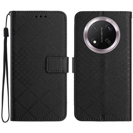 For Honor Magic7 Lite 5G / X9c 5G / X60 Pro 5G Wallet Phone Case Imprint PU Leather Flip Folio Cover - Black