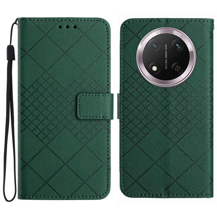 For Honor Magic7 Lite 5G / X9c 5G / X60 Pro 5G Wallet Phone Case Imprint PU Leather Flip Folio Cover - Green