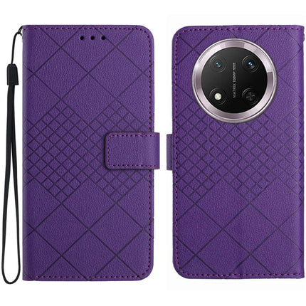 For Honor Magic7 Lite 5G / X9c 5G / X60 Pro 5G Wallet Phone Case Imprint PU Leather Flip Folio Cover - Dark Purple