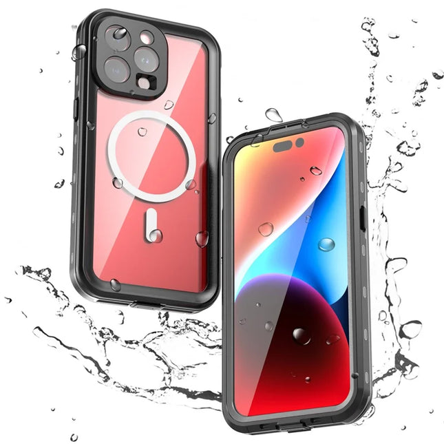 REDPEPPER Dot+ Series For iPhone 15 Pro Max Phone Case Compatible with MagSafe IP68 Waterproof Clear Phone Cover - Black