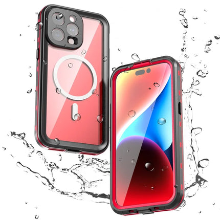 REDPEPPER Dot+ Series For iPhone 15 Pro Max Phone Case Compatible with MagSafe IP68 Waterproof Clear Phone Cover - Red