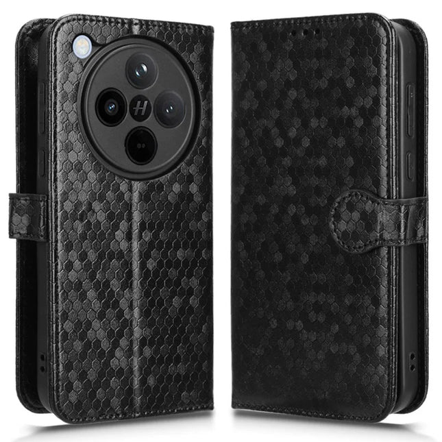 For Oppo Find X8 5G Wallet Case Dot Pattern Imprint PU Leather Phone Cover - Black