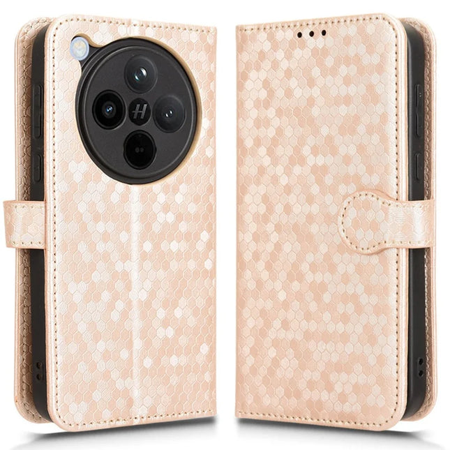 For Oppo Find X8 5G Wallet Case Dot Pattern Imprint PU Leather Phone Cover - Rose Gold