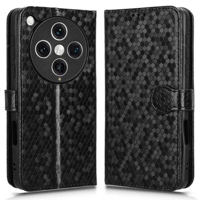 For Oppo Find X8 Pro 5G Wallet Case Dot Pattern Imprint PU Leather Phone Cover - Black