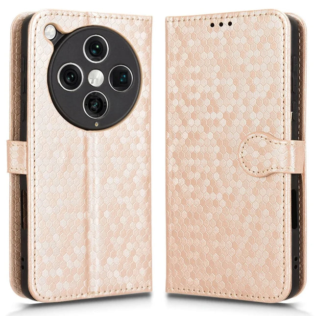 For Oppo Find X8 Pro 5G Wallet Case Dot Pattern Imprint PU Leather Phone Cover - Rose Gold
