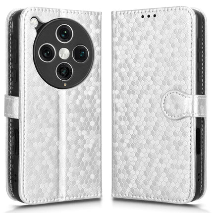 For Oppo Find X8 Pro 5G Wallet Case Dot Pattern Imprint PU Leather Phone Cover - Silver