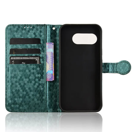 For Google Pixel 9a Wallet Case Dot Pattern Imprint PU Leather Phone Cover