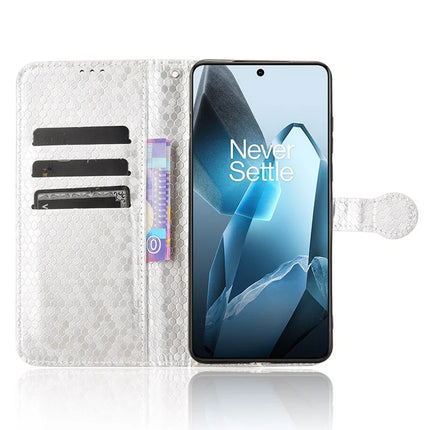 For OnePlus 13 Wallet Case Dot Pattern Imprint PU Leather Phone Cover