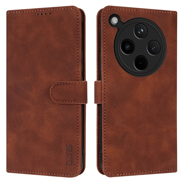 AZNS For Oppo Find X8 5G Case PU Leather Wallet Phone Cover - Brown