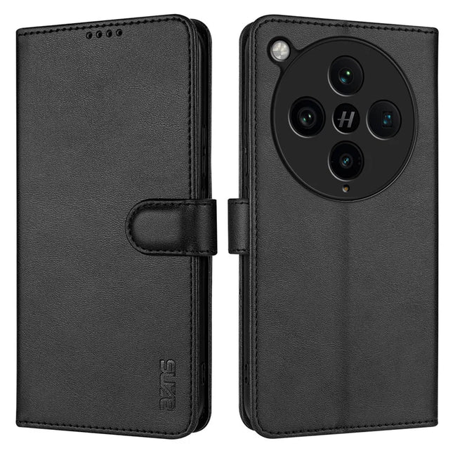 AZNS For Oppo Find X8 Pro 5G Case PU Leather Wallet Phone Cover - Black