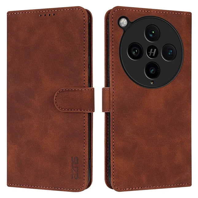 AZNS For Oppo Find X8 Pro 5G Case PU Leather Wallet Phone Cover - Brown