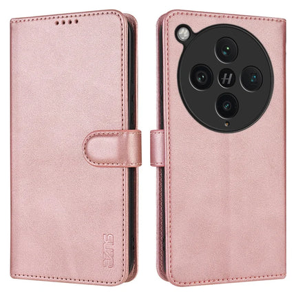 AZNS For Oppo Find X8 Pro 5G Case PU Leather Wallet Phone Cover - Rose Gold