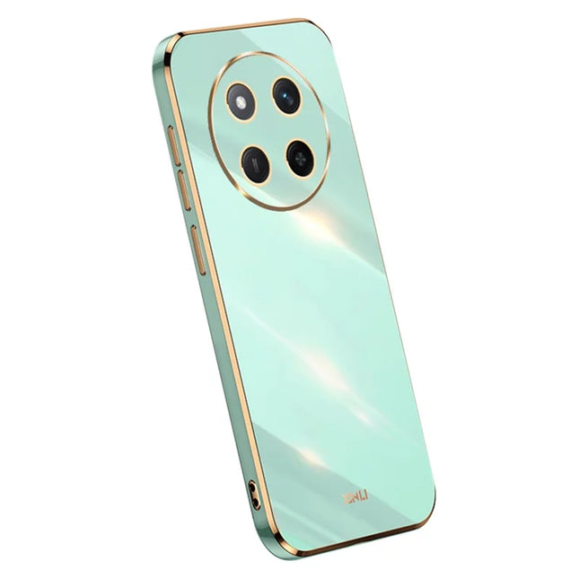 XINLI For Honor X60 Pro 5G Case TPU Phone Cover with Electroplating Frame - Cyan