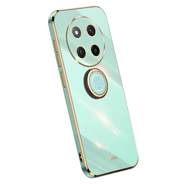 XINLI For Honor X60 Pro 5G Case Ring Kickstand Electroplating TPU Phone Cover - Cyan