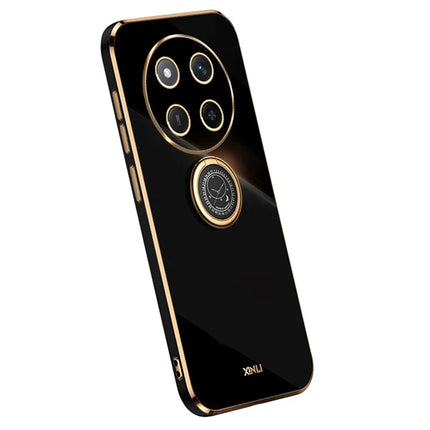 XINLI For Honor X60 Pro 5G Case Ring Kickstand Electroplating TPU Phone Cover - Black