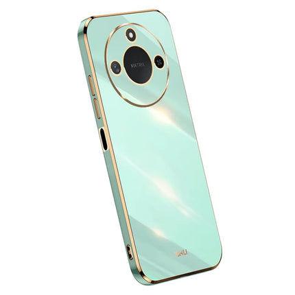 XINLI For Honor X60 5G Case TPU Phone Cover with Electroplating Frame - Cyan