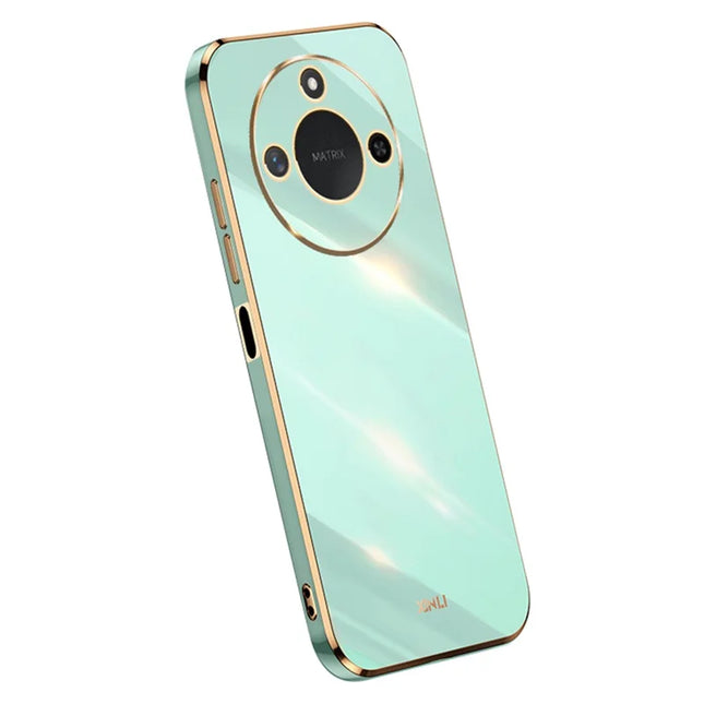 XINLI For Honor X60 5G Case TPU Phone Cover with Electroplating Frame - Cyan