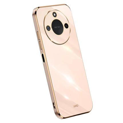 XINLI For Honor X60 5G Case TPU Phone Cover with Electroplating Frame - Pink
