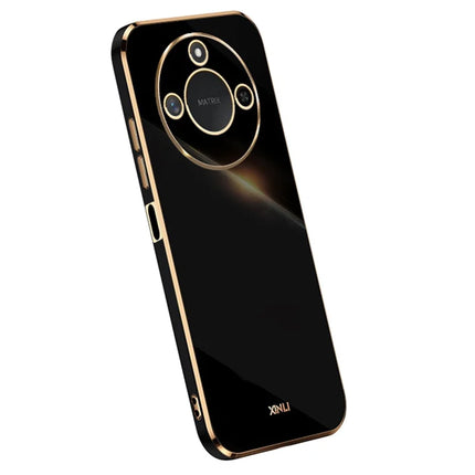 XINLI For Honor X60 5G Case TPU Phone Cover with Electroplating Frame - Black