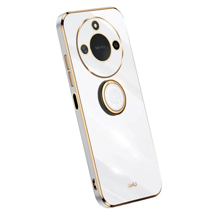XINLI For Honor X60 5G Case Ring Kickstand Electroplating TPU Phone Cover - White