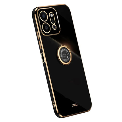 XINLI For Honor Play 9T Case Ring Kickstand Electroplating TPU Phone Cover - Black