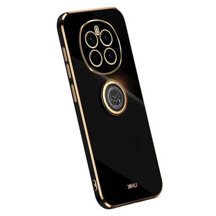 XINLI For Honor Magic7 5G Case Ring Kickstand Electroplating TPU Phone Cover - Black