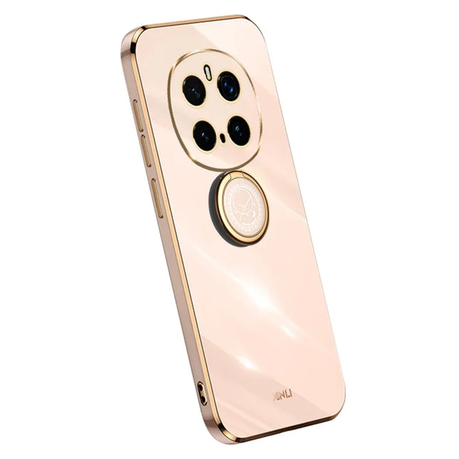 XINLI For Honor Magic7 Pro 5G Case Ring Kickstand Electroplating TPU Phone Cover - Pink