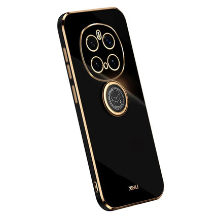 XINLI For Honor Magic7 Pro 5G Case Ring Kickstand Electroplating TPU Phone Cover - Black